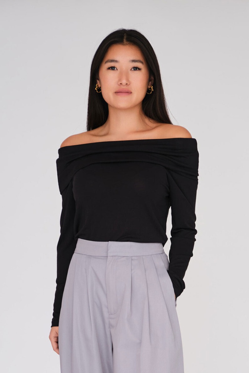 -view Bluse Joseph Off Shoulder Top Black Levering Februar