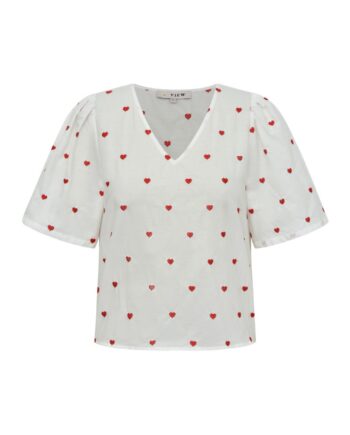 -view  -shirt Heart Blouse White Red