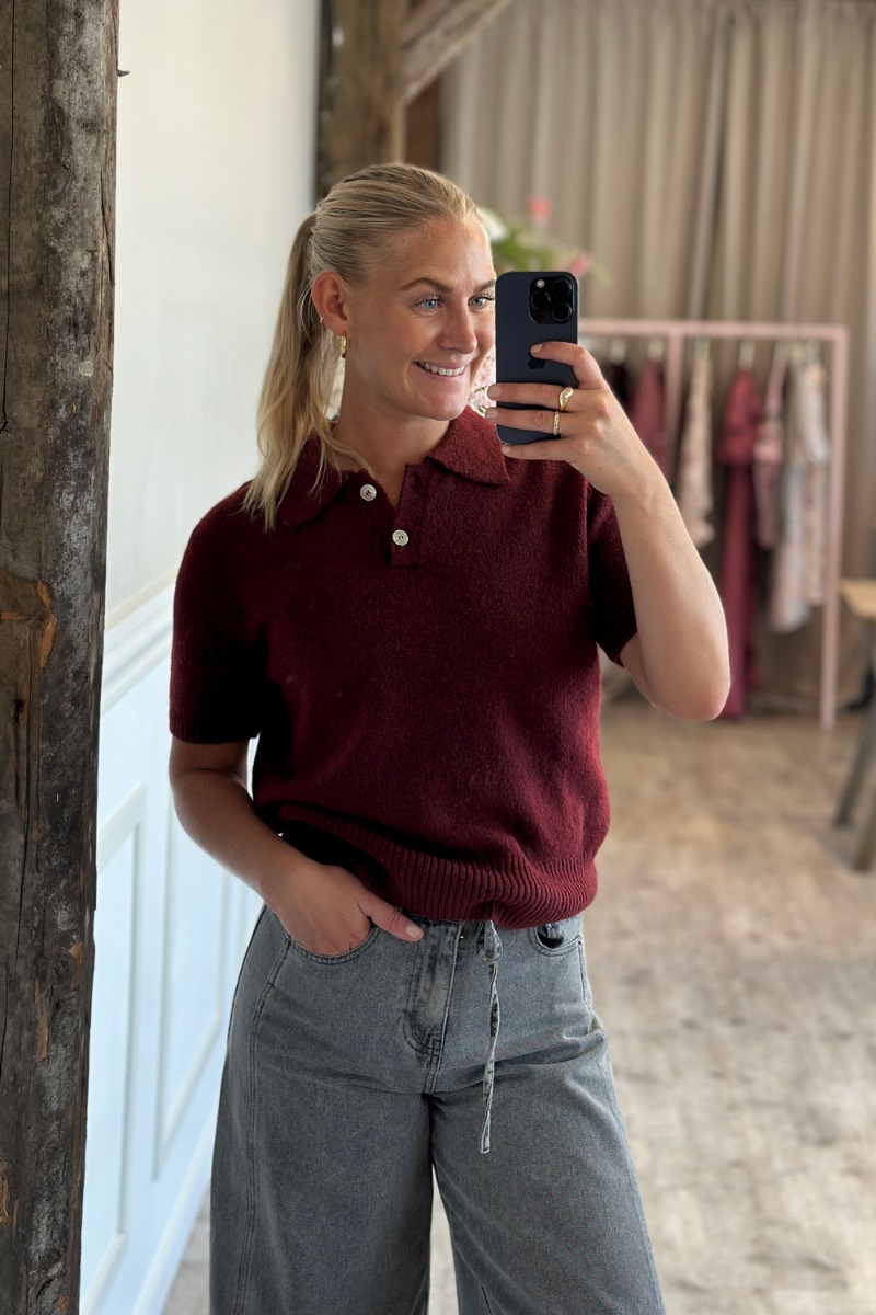 -view -shirt Rena Polo Knit Blouse Bordeaux