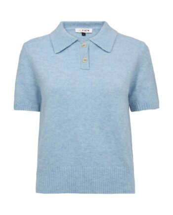 -view  -shirt Rena Polo Knit Blouse Light Blue