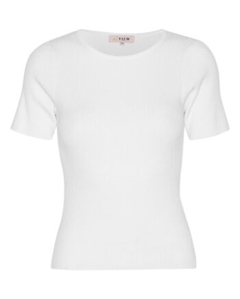 -view  -shirt Rib Knit Short Sleeve Top White