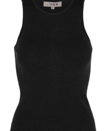 -view Top Rib Knit Tank Top Black