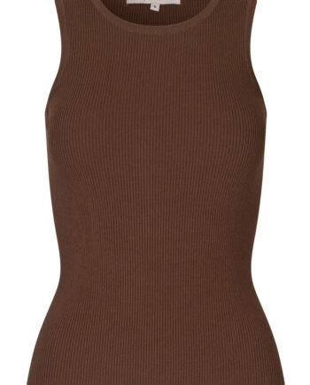 -view Top Rib Knit Tank Top Brown