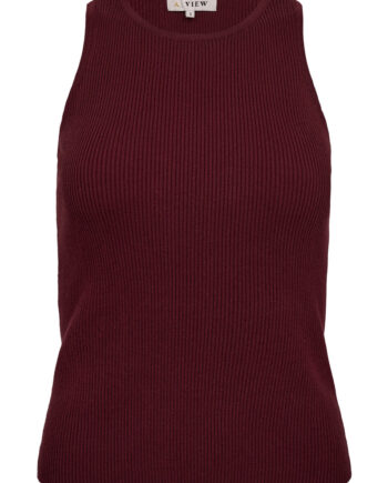 -view Top Rib Knit Tank Top Burgundy