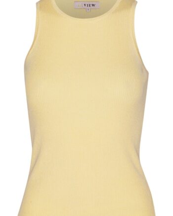 -view Top Rib Knit Tank Top Pale Yellow
