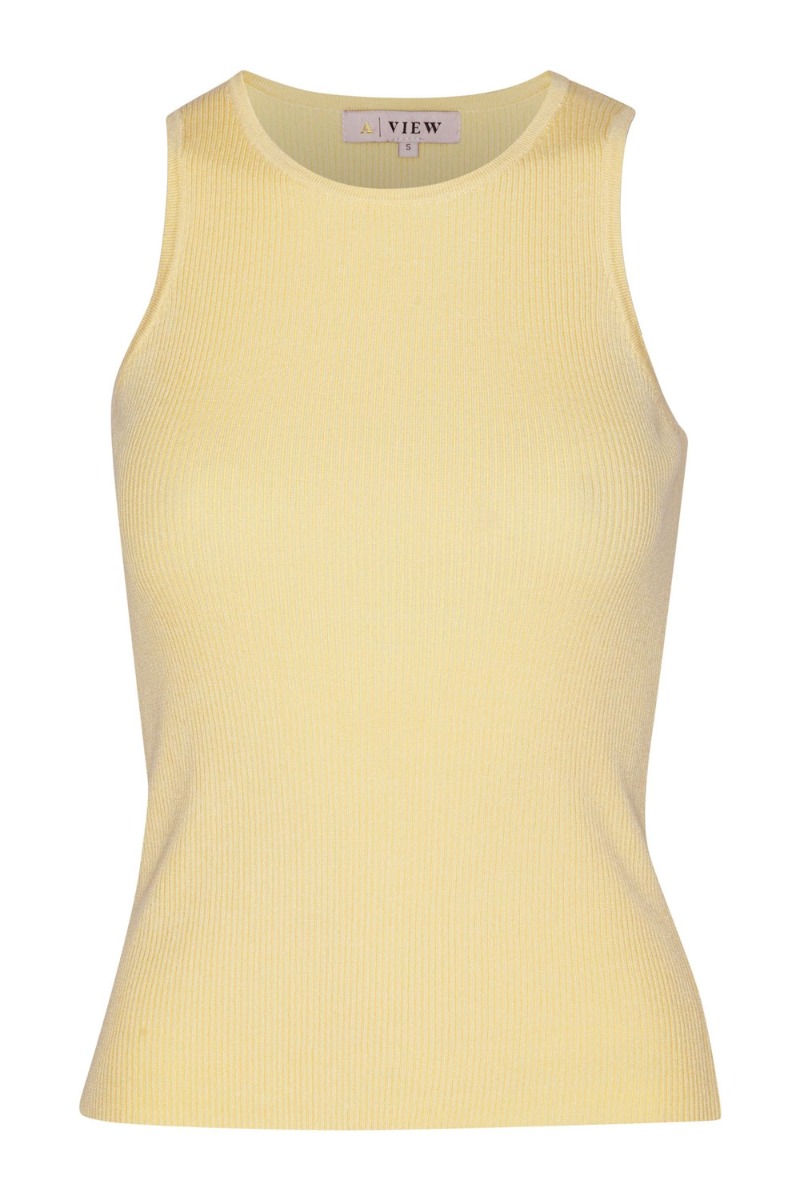 -view Top Rib Knit Tank Top Pale Yellow