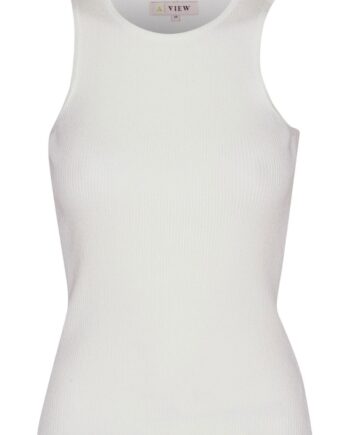 -view Top Rib Knit Tank Top White