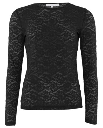 Continue Bluse Alberte Lace   Neck Black