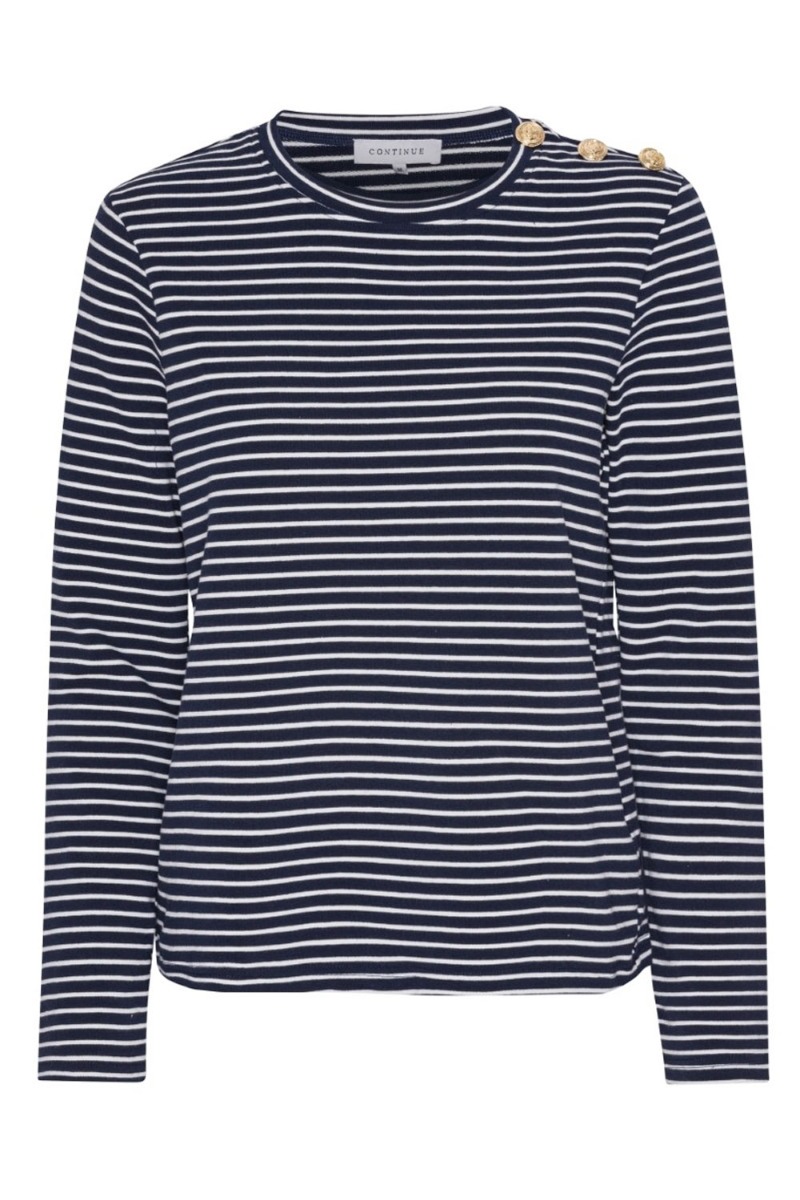 Continue Bluse Daimi Navy Blue Stripe