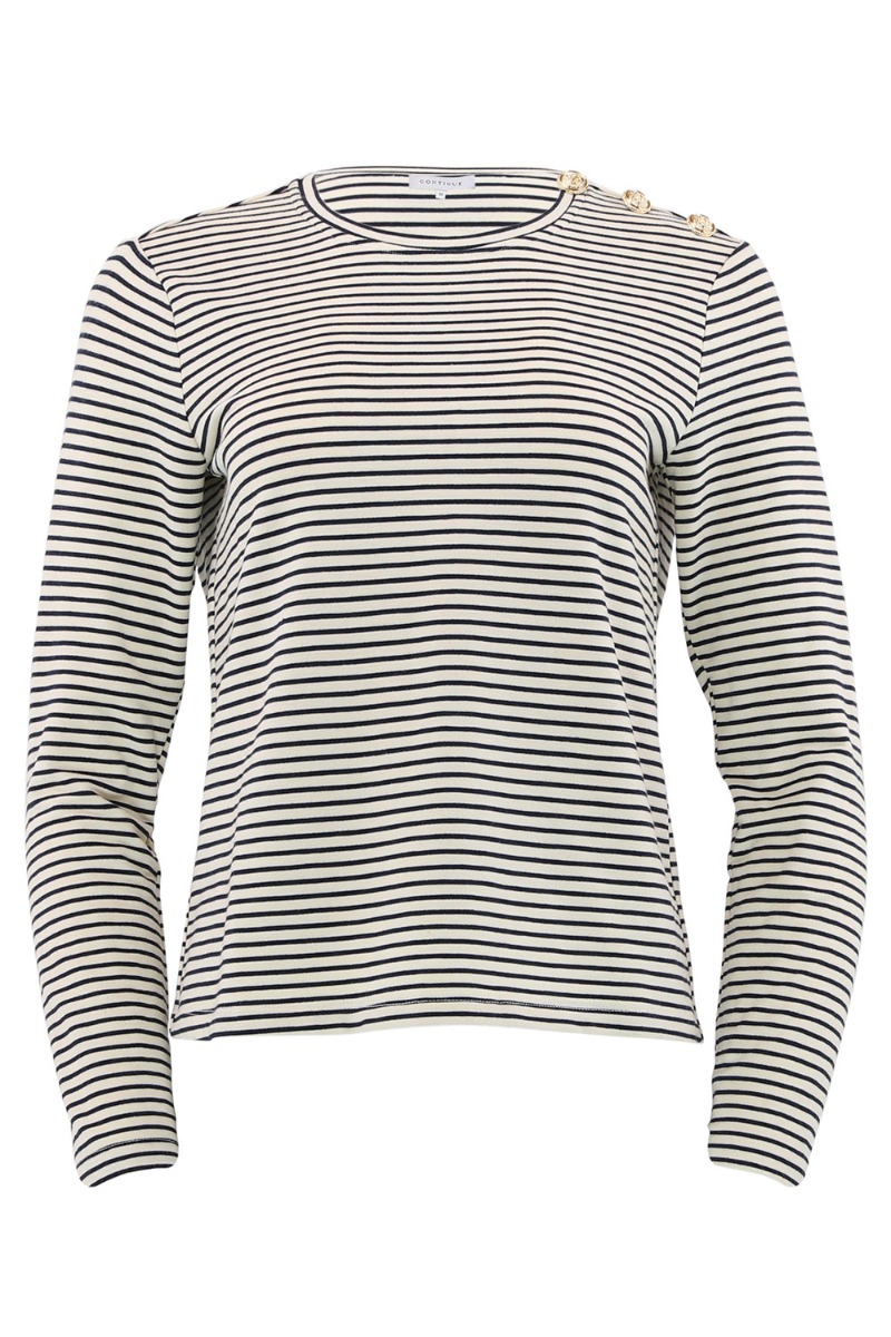 Continue Bluse Daimi White Black Stripe