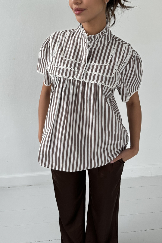 Continue Bluse Isabella Brown Brown Stripe