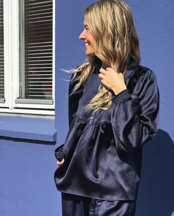 Continue Bluse Silke Shinny Navy Blue