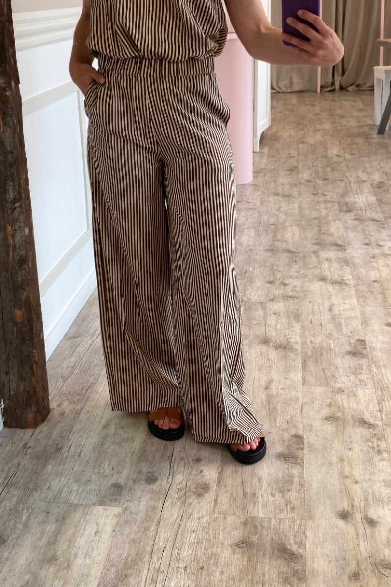 Continue Bukser Noah Stripe Pants Brown Small Stripe