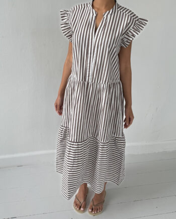 Continue Kjole Bea Brown Dress Brown Stripe