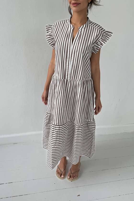 Continue Kjole Bea Brown Dress Brown Stripe