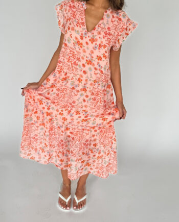 Continue Kjole Bea Long Flowerprint Pink Flower