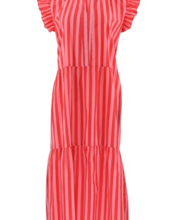Continue Kjole Bea Stripe Red Pink Red Stripe
