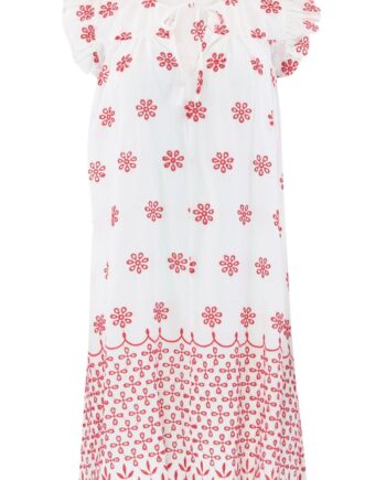 Continue Kjole Lilly Dress Embrodery White With Red Embrodery