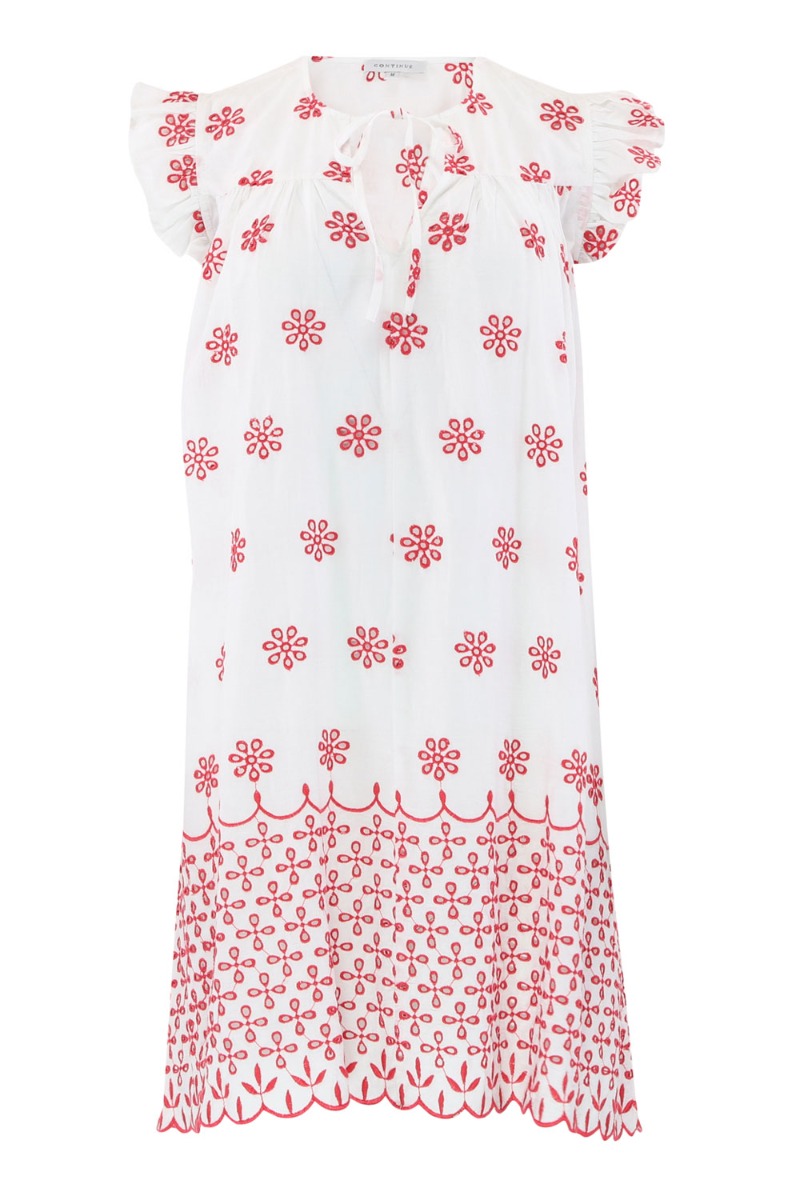 Continue Kjole Lilly Dress Embrodery White With Red Embrodery