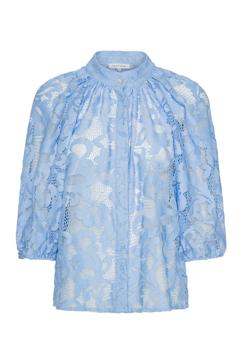 Continue Skjorte Sia Big Lace Sky Blue