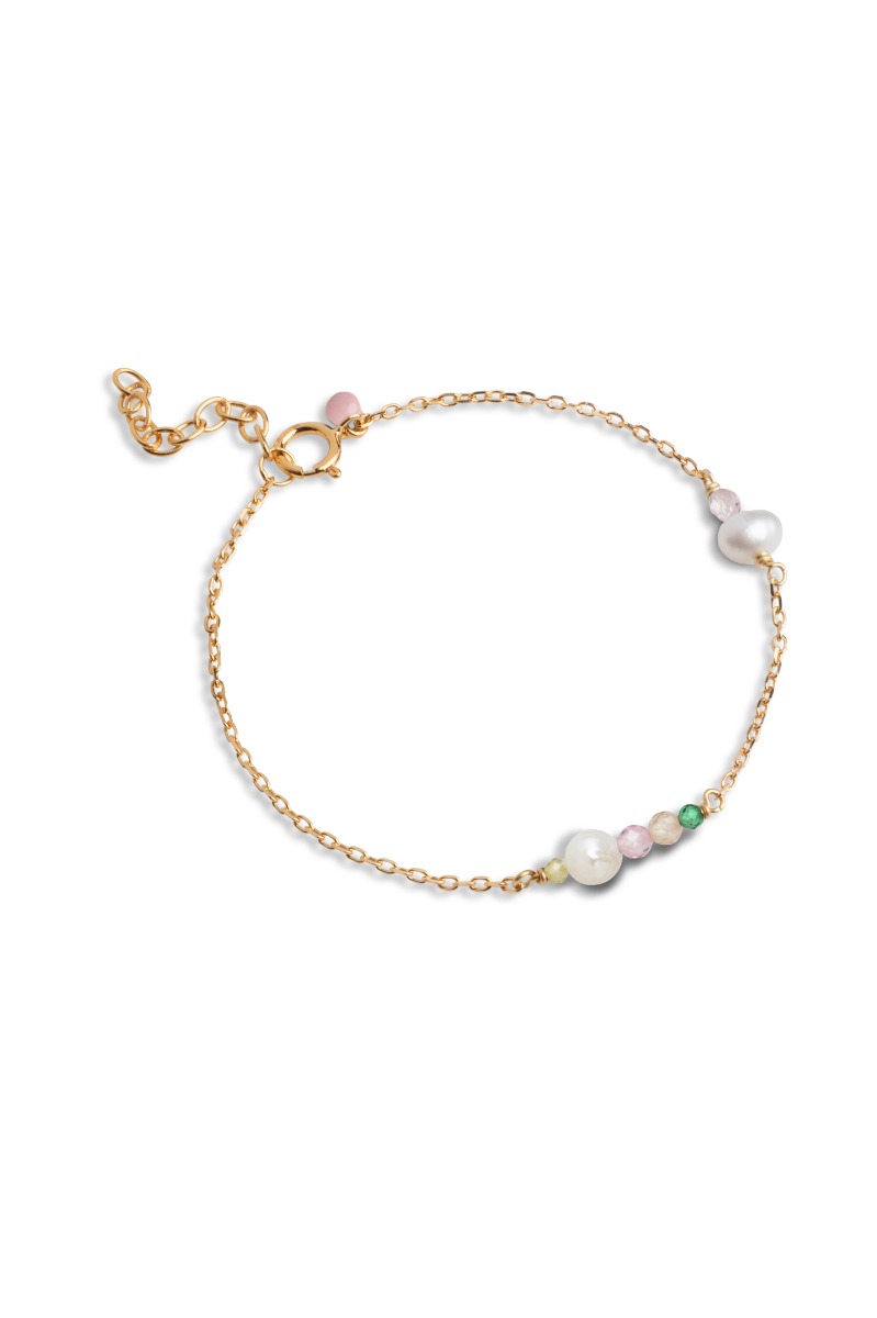 Enamel Armbånd Copenhagen Bracelet Sofia Light Pink Khaki Green Peach And Pearl