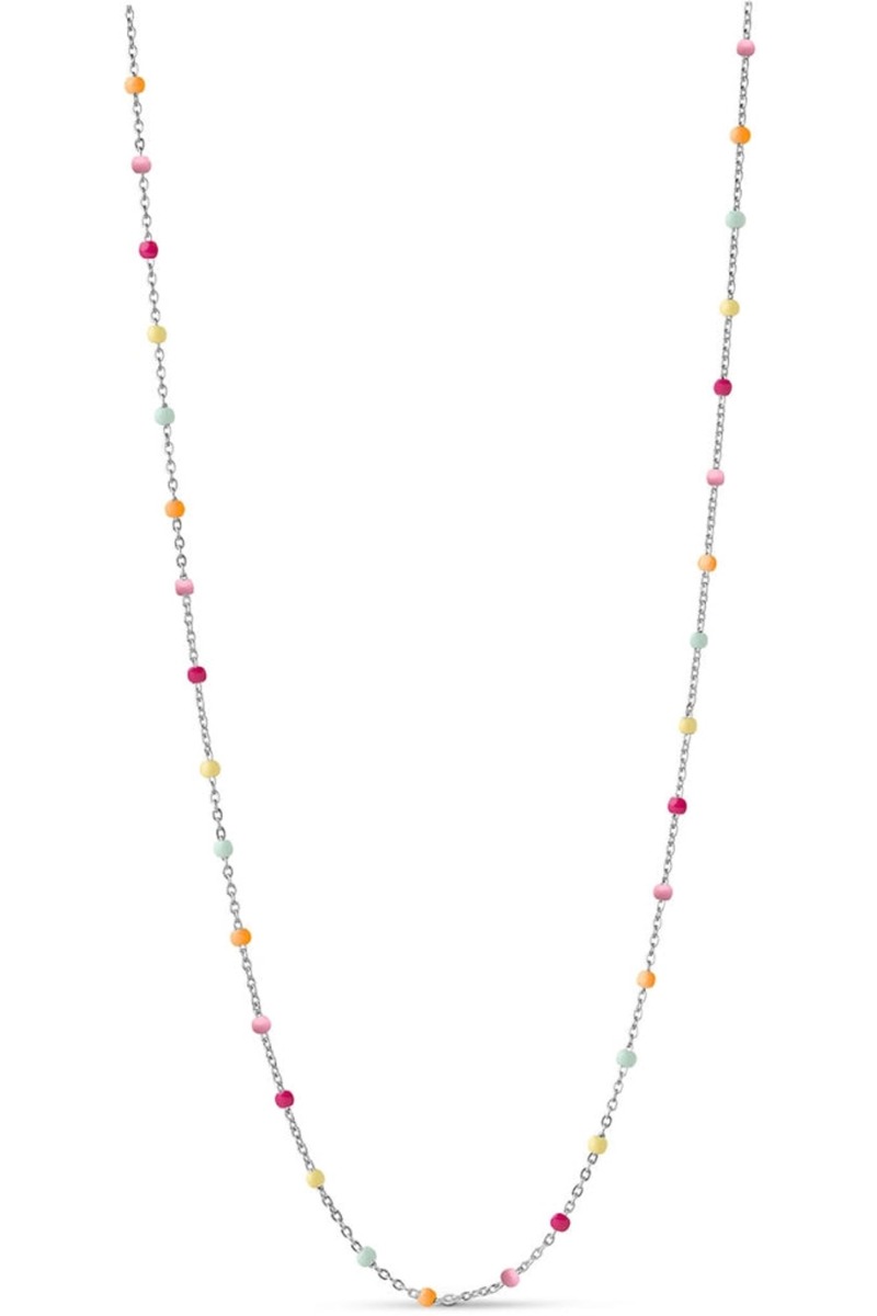 Enamel Halskæde Lola Necklace Rainbow Silver