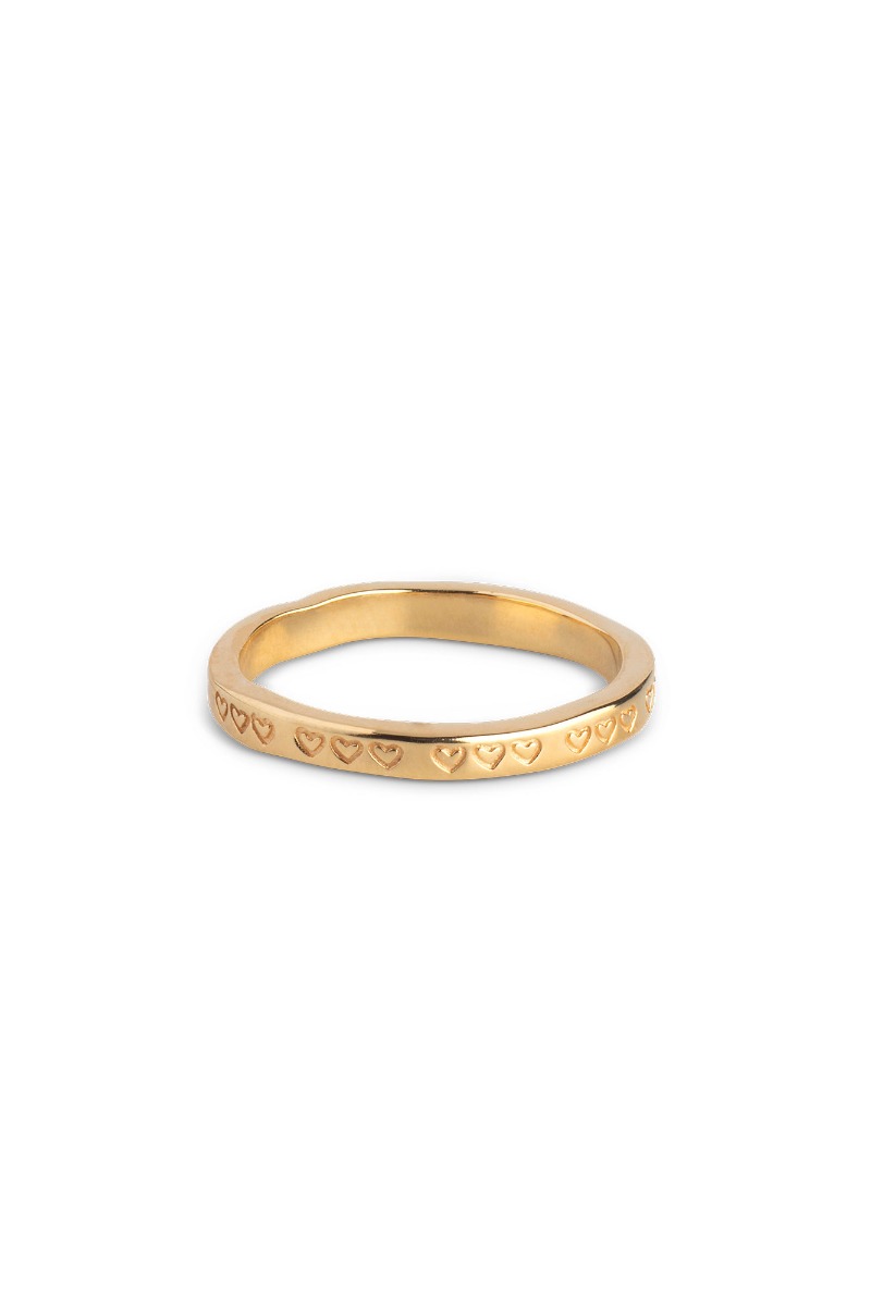 Enamel Ring Heart Gold