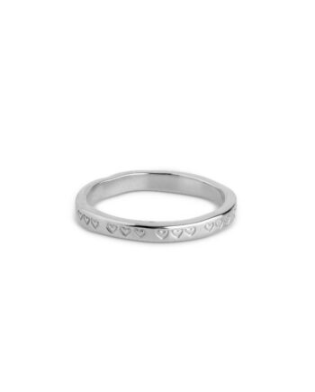 Enamel Ring Heart Silver
