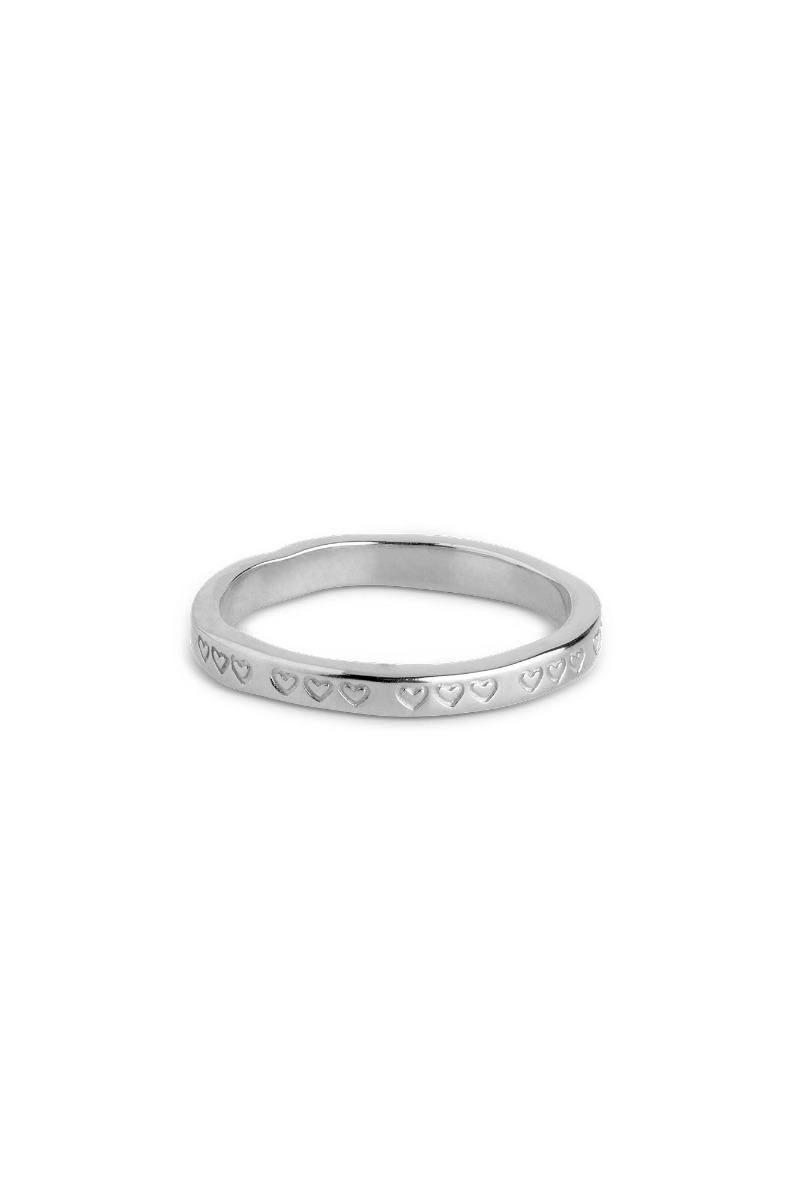 Enamel Ring Heart Silver