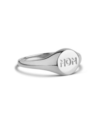 Enamel Ring Mom Signet Ring Silver