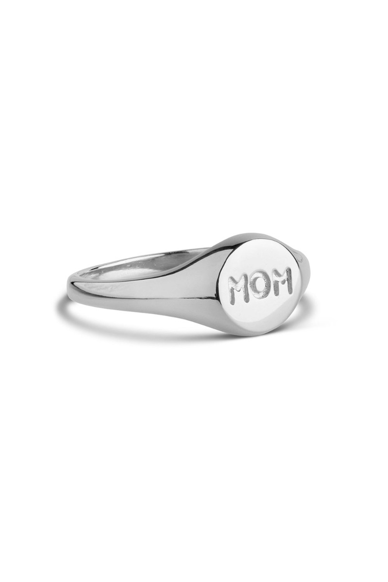 Enamel Ring Mom Signet Ring Silver