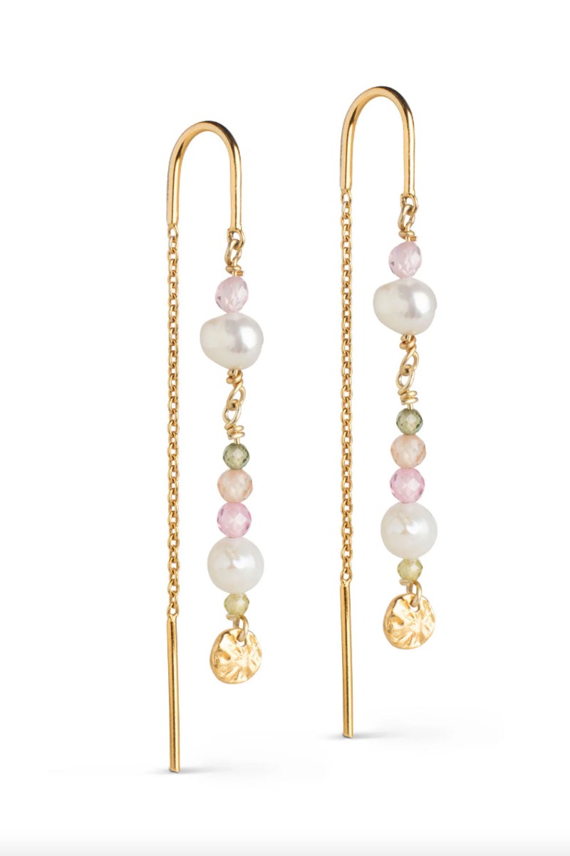 Enamel øreringe Earring Sofia Light Pink Kaki Green Peach Pearl