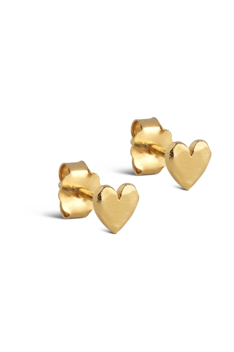 Enamel øreringe Heart Studs Gold