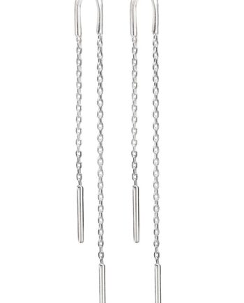 Enamel øreringe Hoop Chain Silver