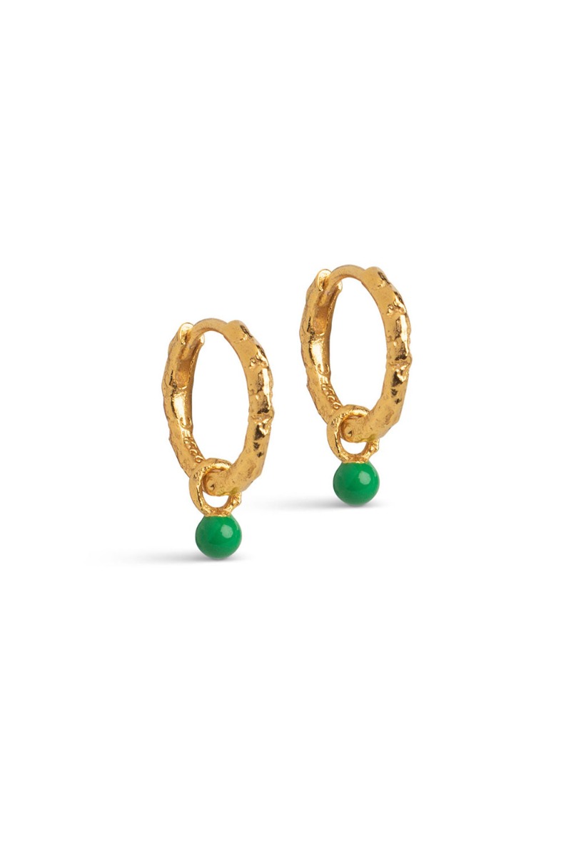 Enamel øreringe Hoops Belle Grass Green
