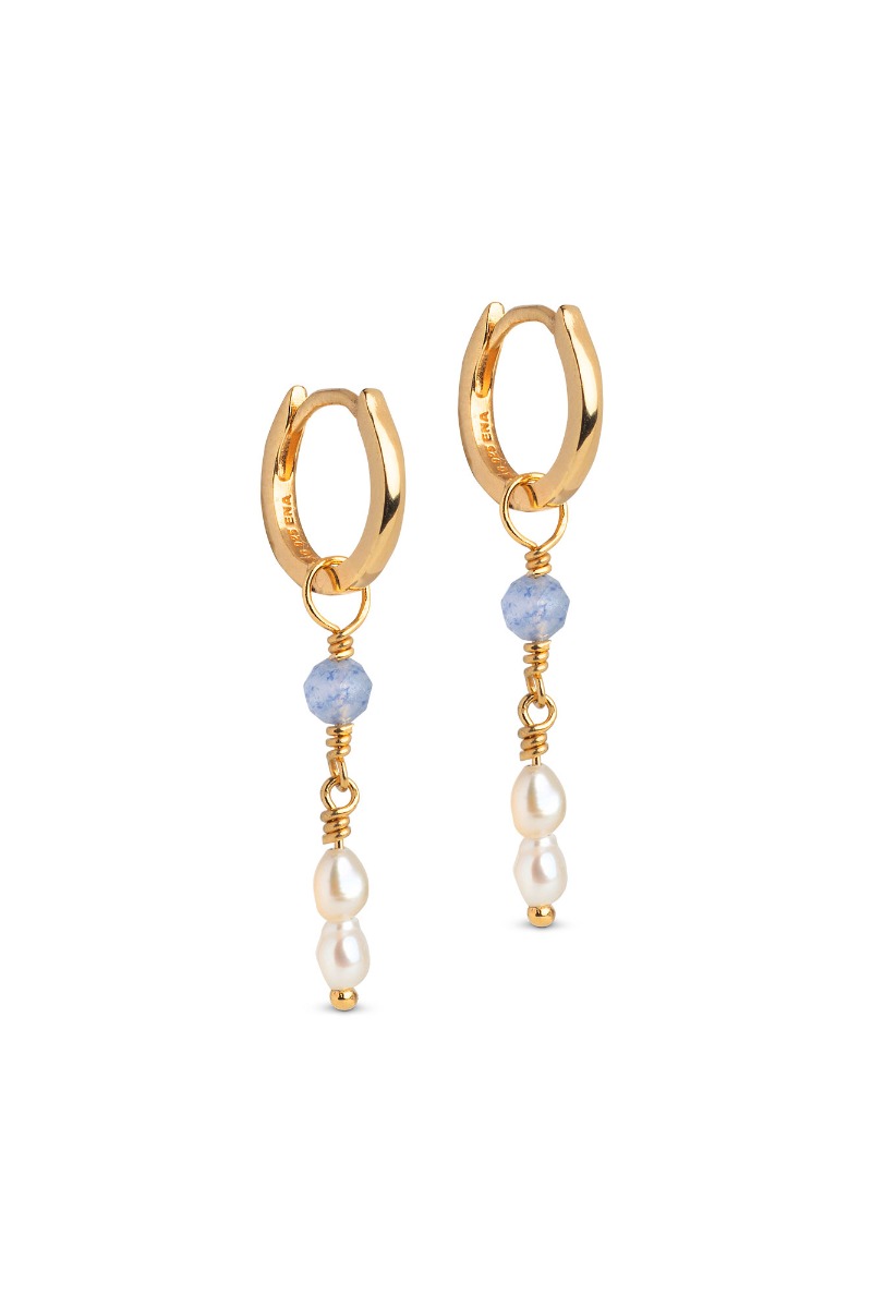 Enamel øreringe Hoops Liva Blue Quartz