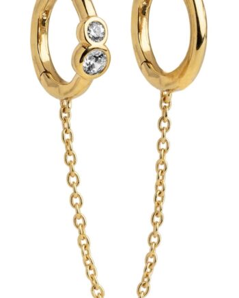 Enamel øreringe Hoops  Nova Chain One Piece White Cz