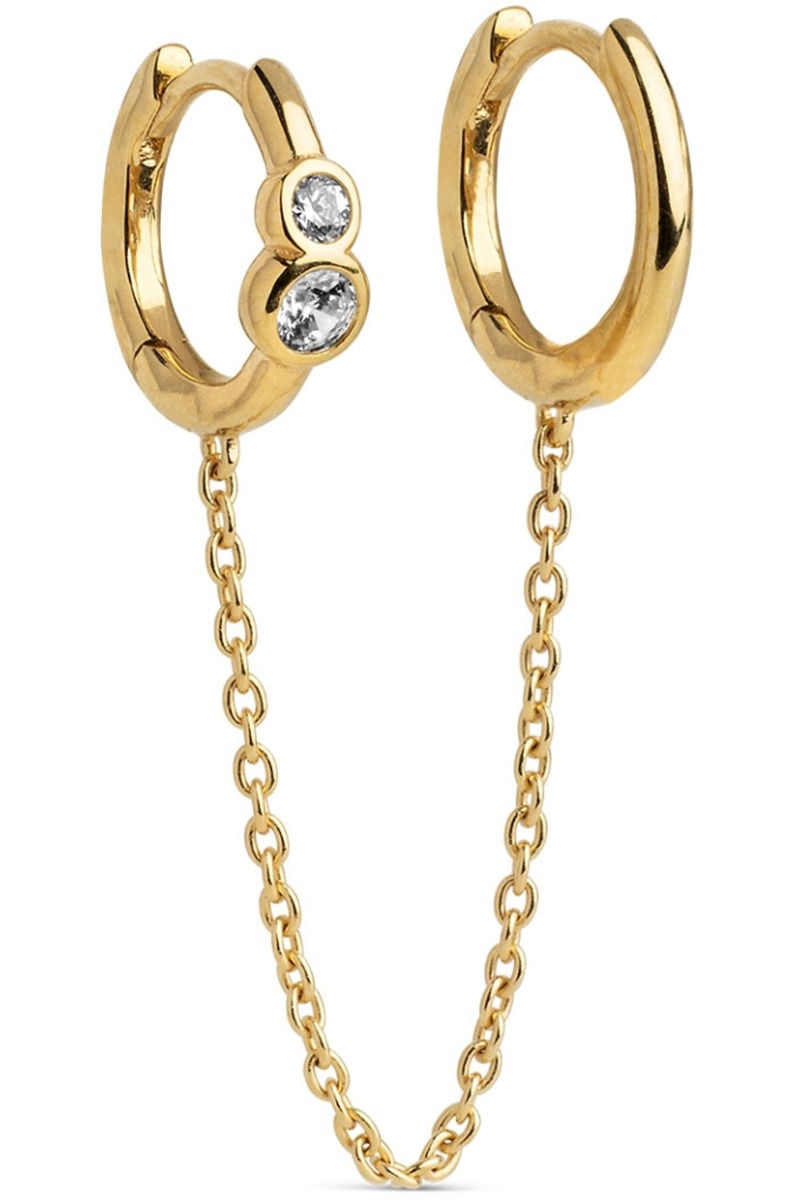 Enamel øreringe Hoops Nova Chain One Piece White Cz