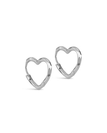 Enamel øreringe Organic Heart Small Silver