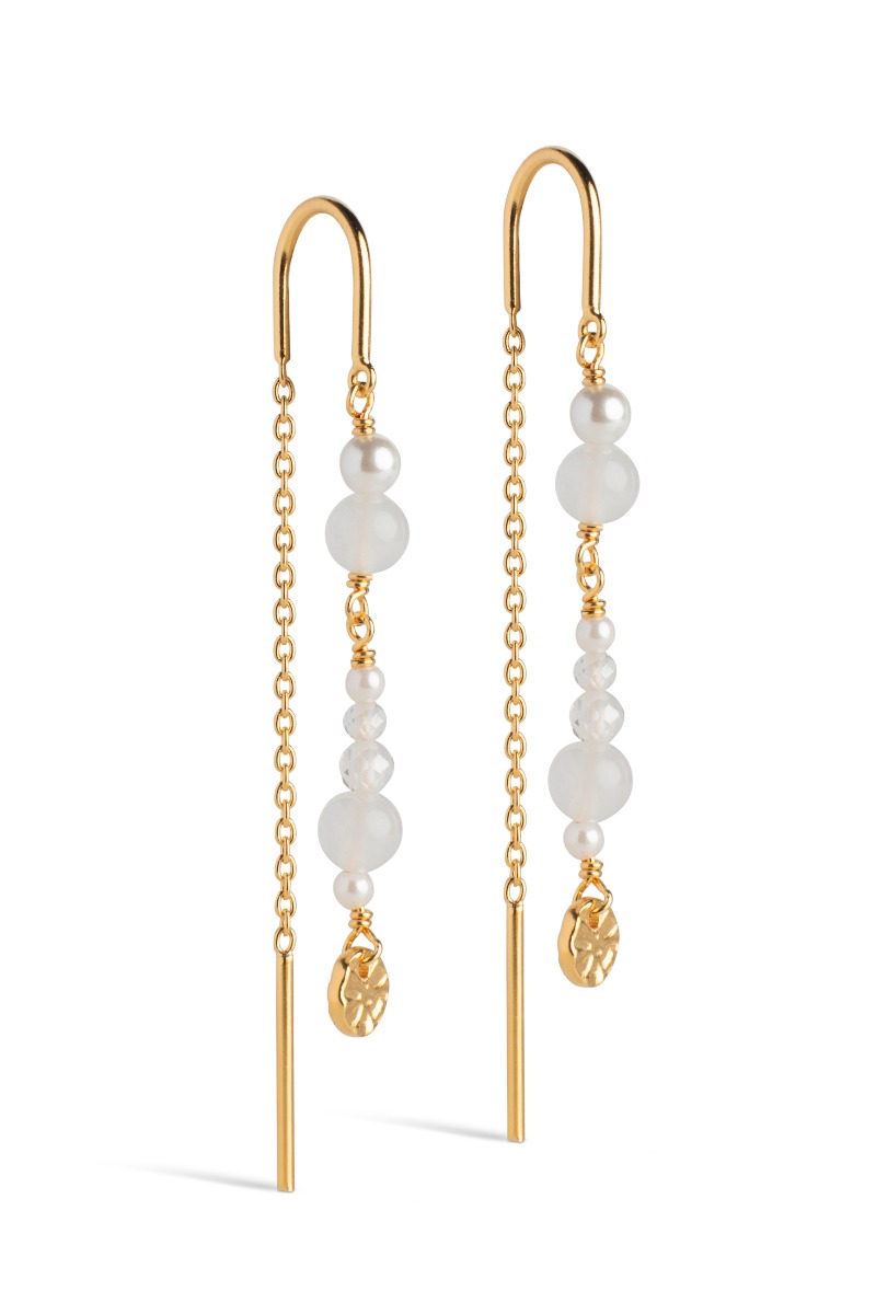 Enamel øreringe Sofia White And Pearls Guld