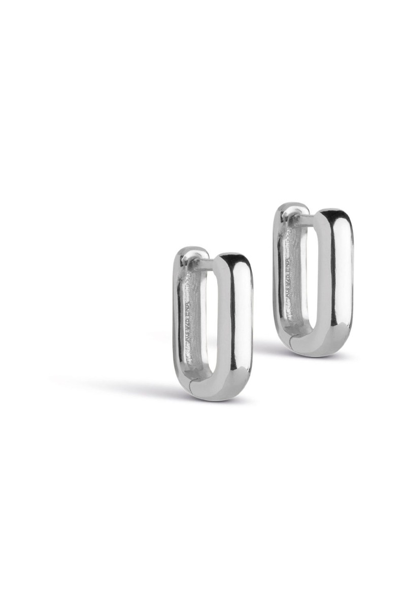 Enamel øreringe Square Hoops 12 Mm Sølv