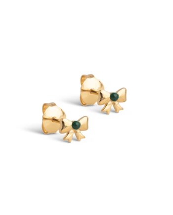 Enamel øreringe Studs  Baby Bow Petrol Green