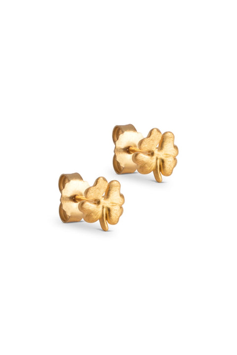 Enamel øreringe Studs Organic Clover Gold