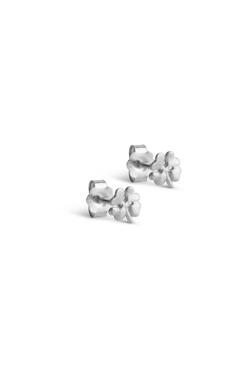 Enamel øreringe Studs Organic Clover Mini Silver