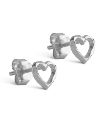 Enamel øreringe Studs Organic Heart Silver