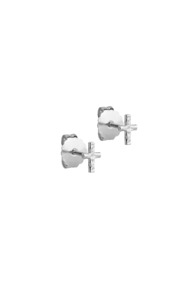 Enamel øreringe Studs Protective Cross Silver