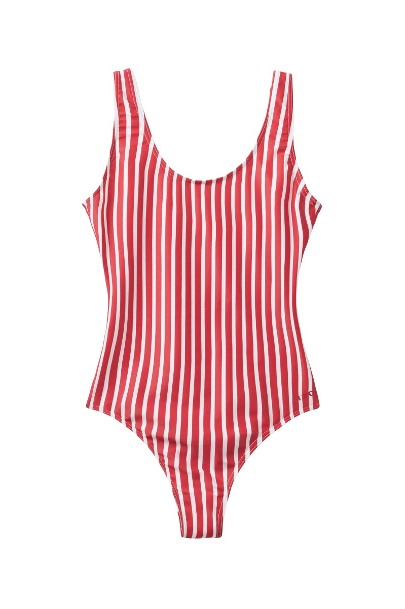 H2o Badedragt Stripe Swim Suit Red