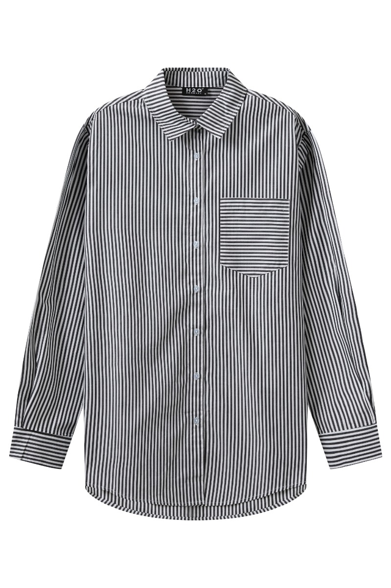 H2o Skjorte Rønne Essential Pajamas Shirt Black White Stripe