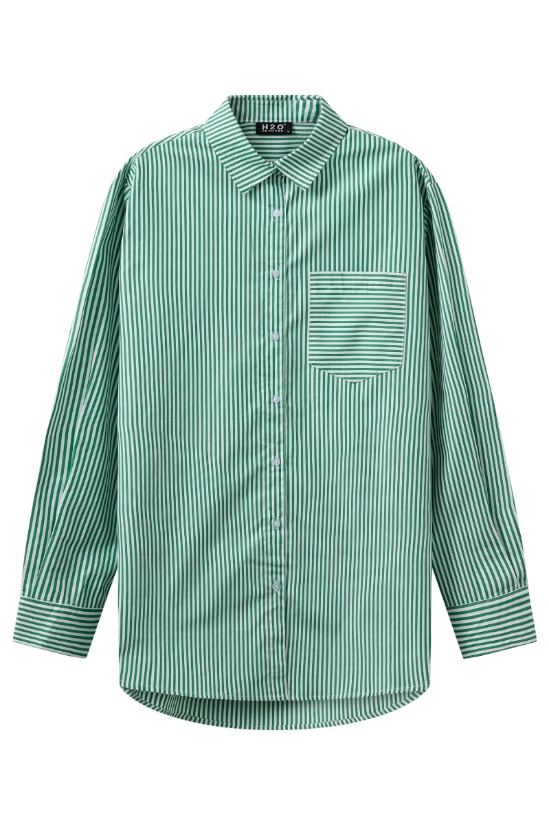 H2o Skjorte Rønne Essential Pajamas Shirt Green White