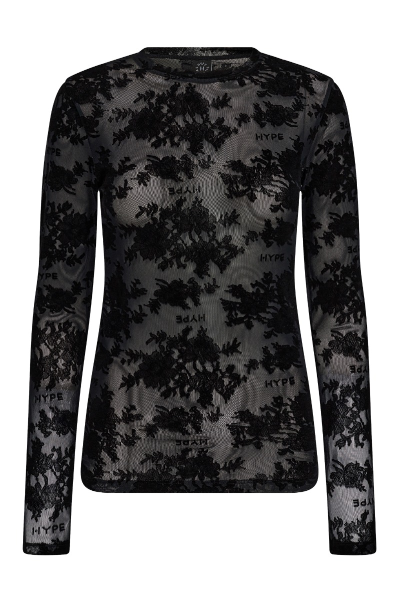 Hype The Detail Bluse Lace Blouse Sort